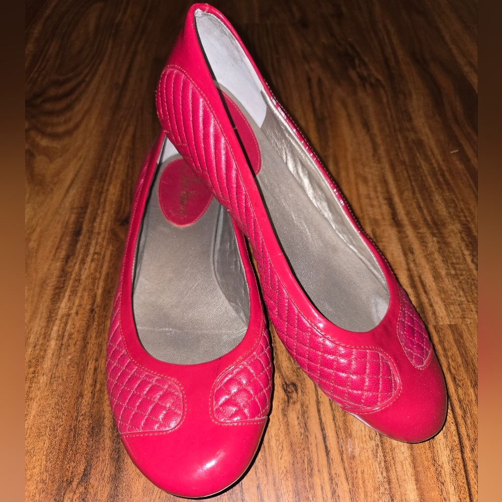 Cole Haan Red Juliette Skimmer Quilted Flats With Nike Air Lining, Size 9